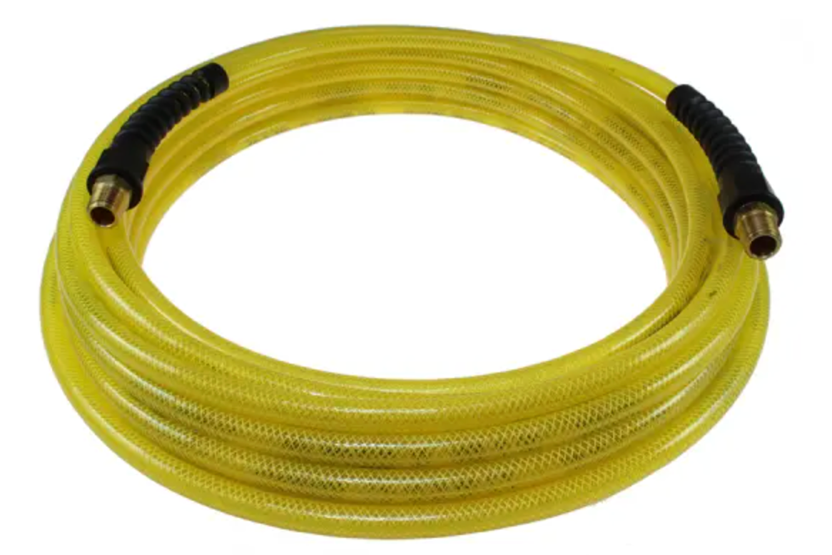 Flexeel Hose, 3/8" x 100', 1/4" MPT Reusable Strain Relief Fittings, Transparent Yellow