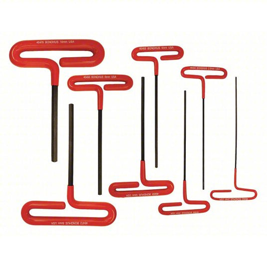 BONDHUS Loop Hex,Cushion Grip, T-Handle,8 pcs
