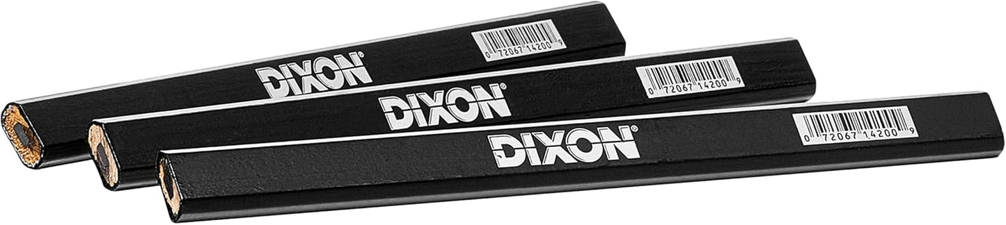 Dixon 14206 Medium, Black and Silver Carpenter Pencils, 6-Pack