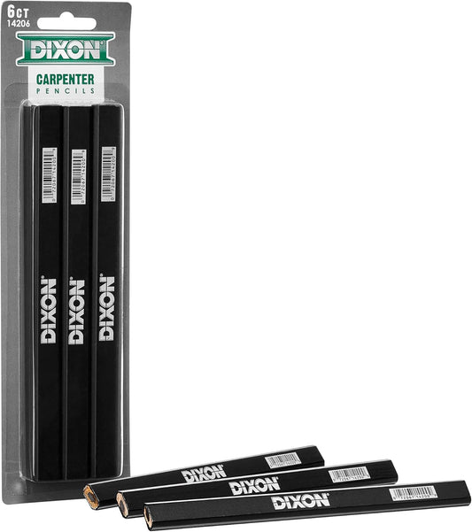 Dixon 14206 Medium, Black and Silver Carpenter Pencils, 6-Pack