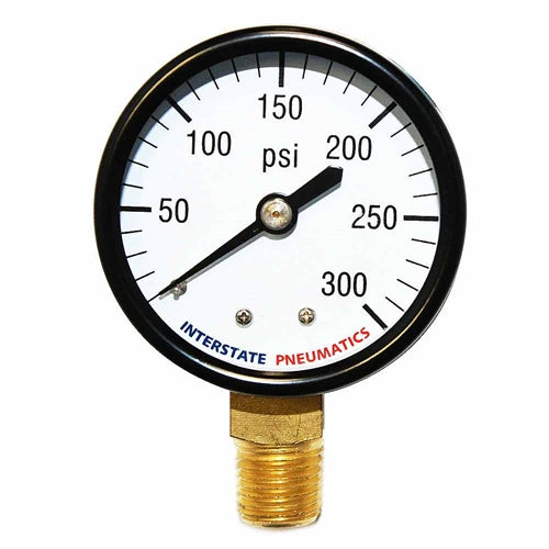 Interstate Pneumatics G2012-300 2" 300 PSI 1/4" NPT Bottom Mount Pressure Gauge