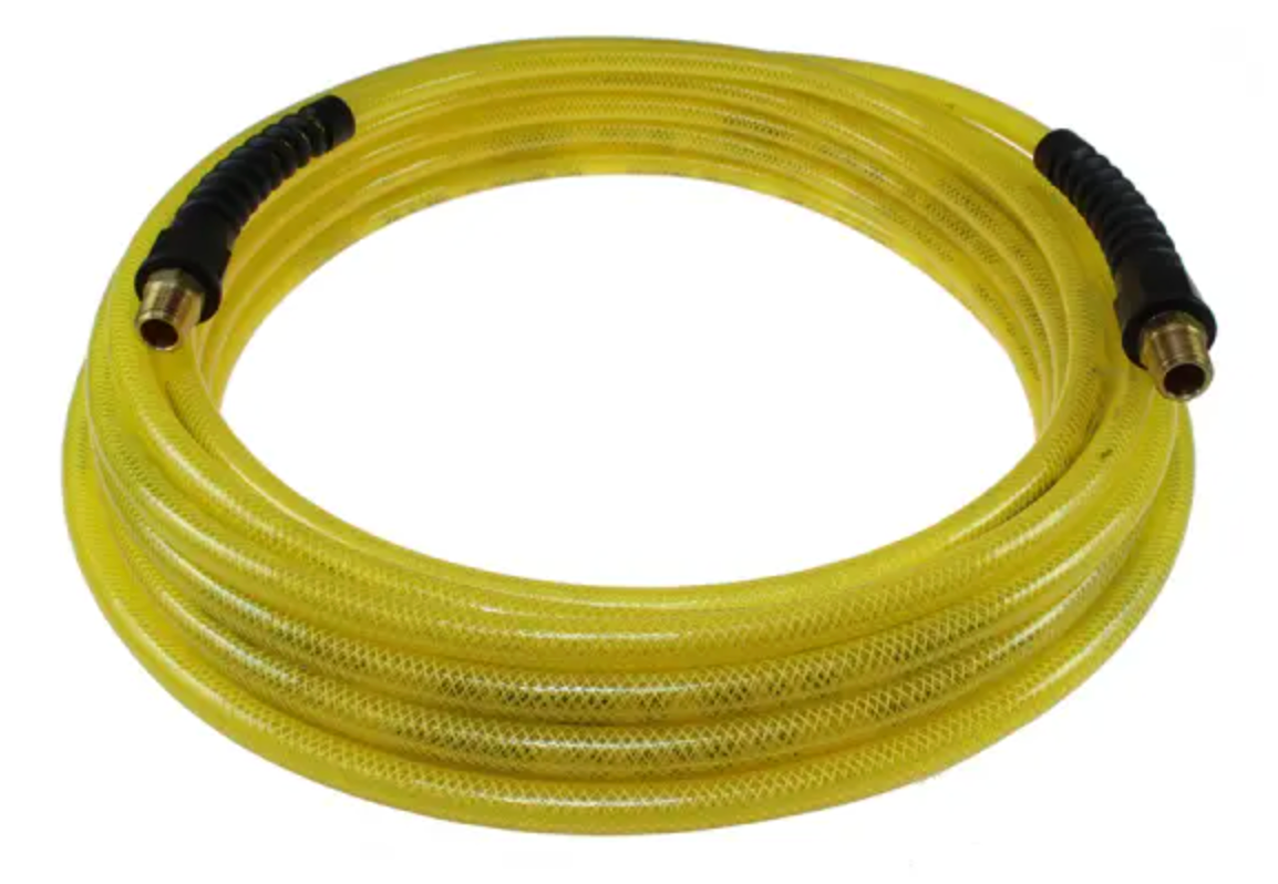 Flexeel Hose, 5/16" x 100', 1/4" MPT Reusable Strain Relief Fittings, Transparent Yellow