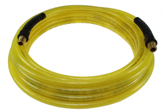 Flexeel Hose, 3/8" x 100', 1/4" MPT Reusable Strain Relief Fittings, Transparent Yellow