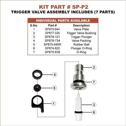 Superior Parts SP-P2 Trigger Valve Assembly for Hitachi NR83A / A2 / A2S55, AL83A-56, AL83A-57)